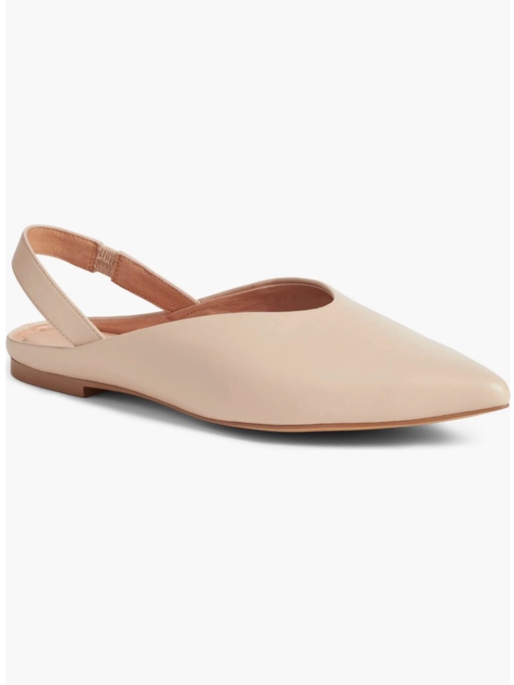 Halogen “Sadie” Women’s Nude Pointed Slingback Flat - Chic Minimalist Essential